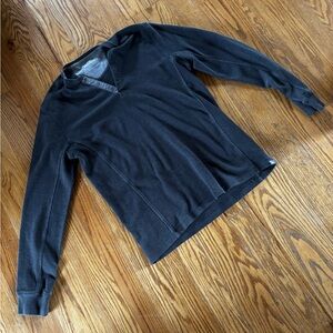 Eddie Bauer Men's Blue Waffle/Grid Long Sleeve Henley Shirt